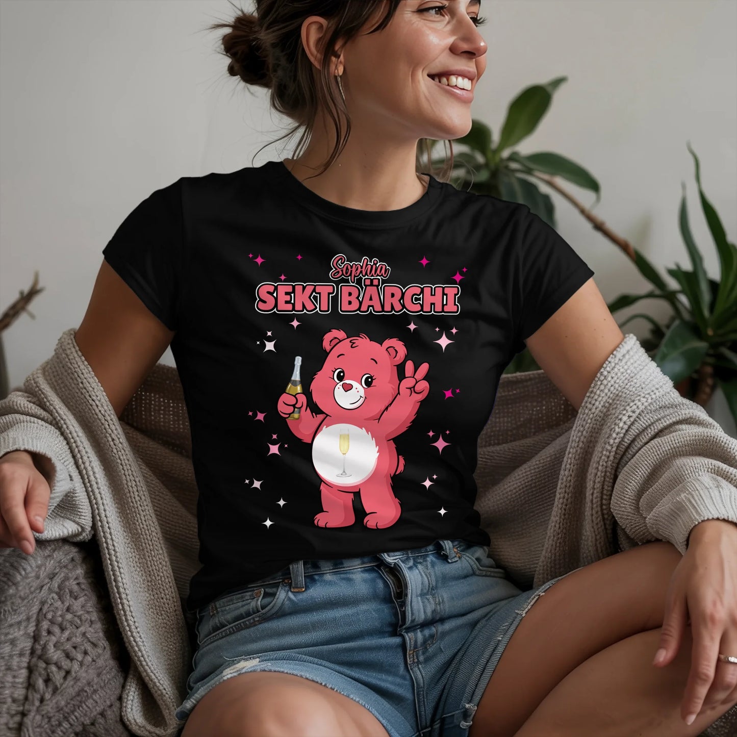 Sauf Bärchi Shirt Sekt Bärchi Saufbärchi T-Shirt für Party und JGA