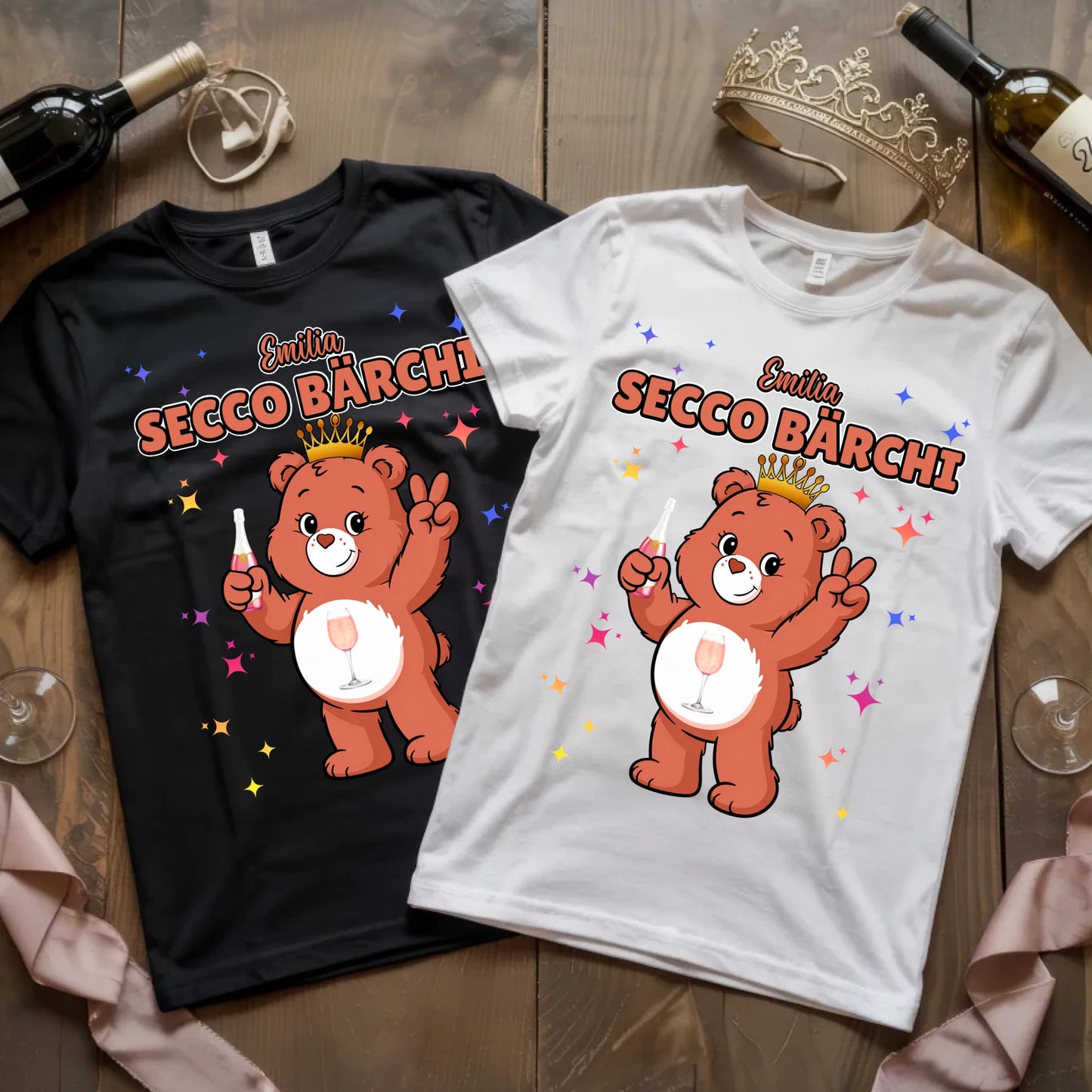 Sauf Bärchi TShirt Secco Bärchi Saufbärchi Lustiges T-Shirt für JGA