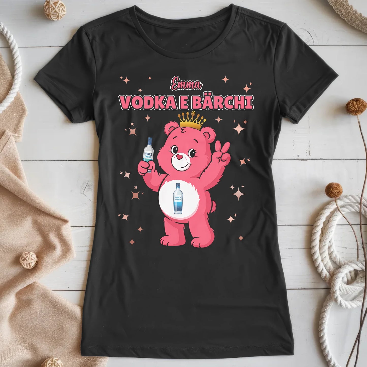 Lustiges Shirt Saufbärchi Vodka E Bärchi Sauf Bärchi T-Shirt für JGA