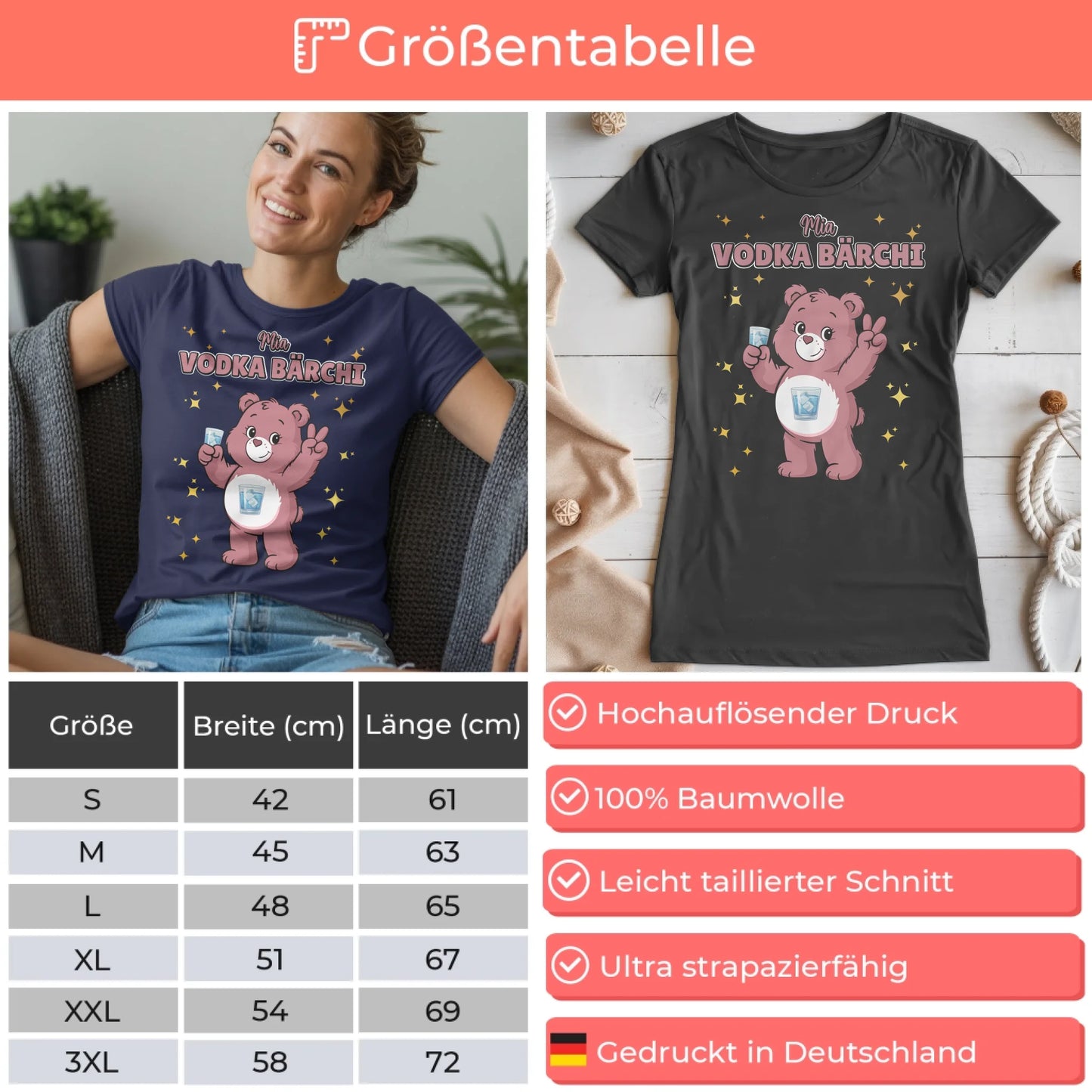 Lustiges Shirt Sauf Bärchi Vodka Bärchi Sauf Bärchi JGA T-Shirt
