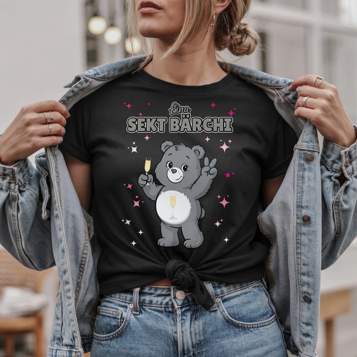 Saufbärchi T Shirt Sekt Bärchi Shirt für JGA und Party