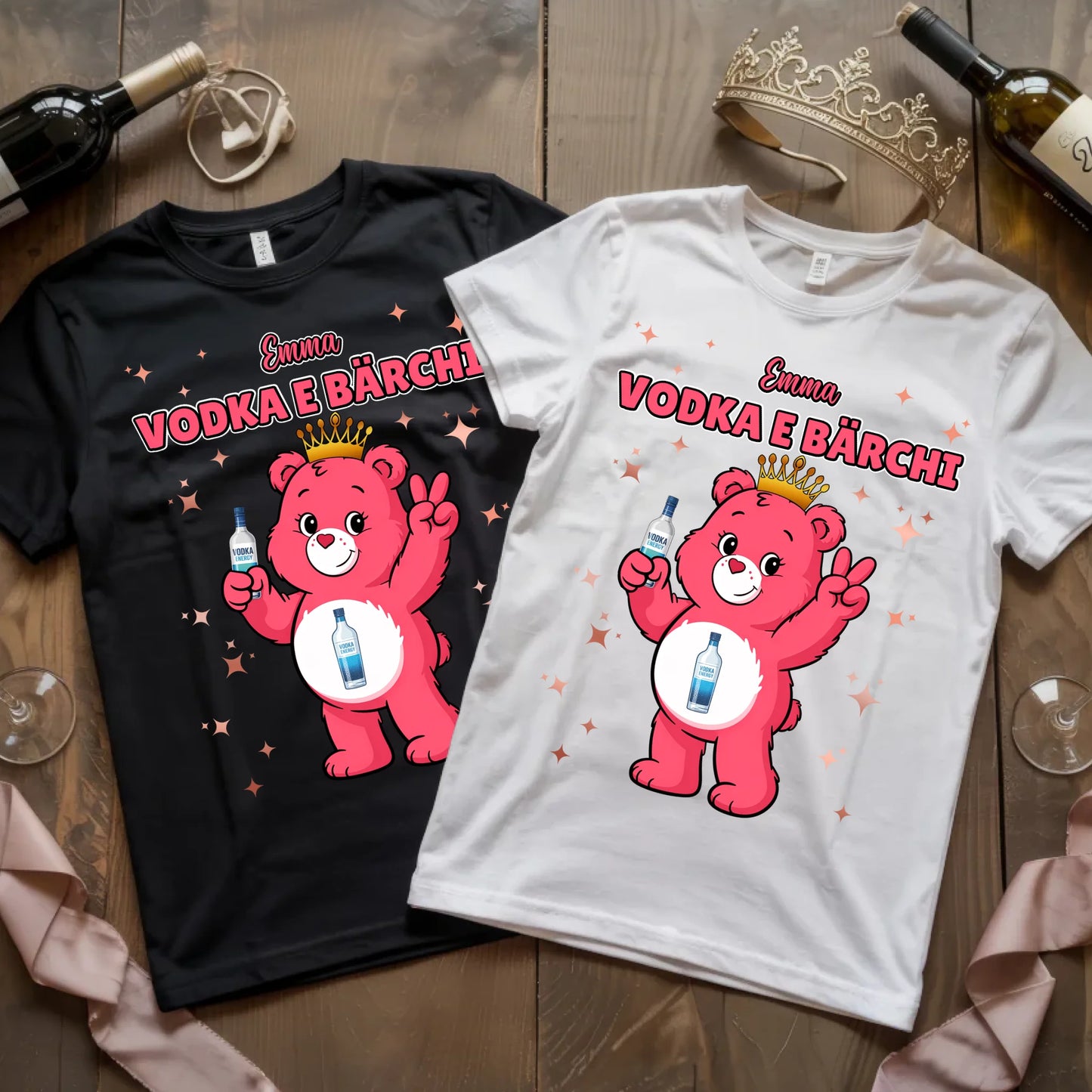 Lustiges Shirt Saufbärchi Vodka E Bärchi Sauf Bärchi T-Shirt für JGA