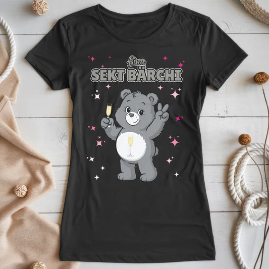 Saufbärchi T Shirt Sekt Bärchi Shirt für JGA und Party