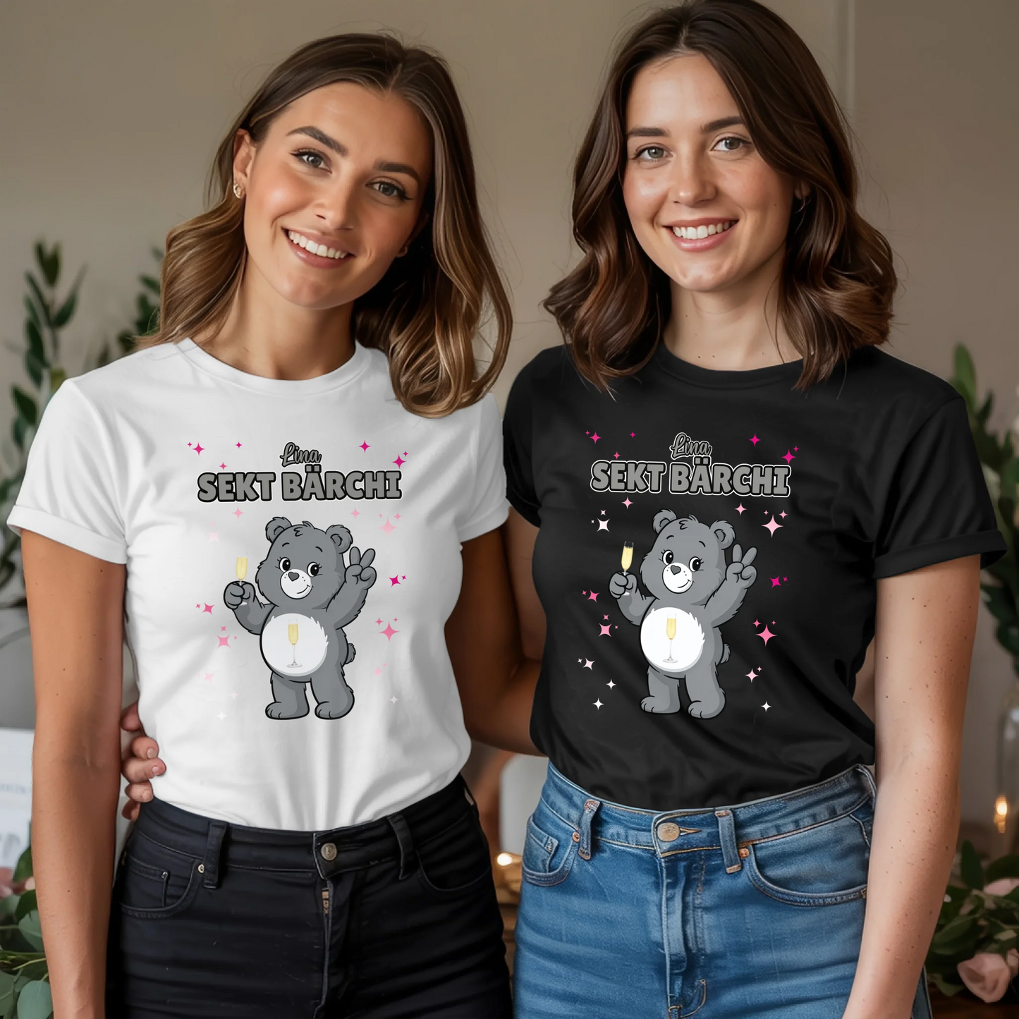 Saufbärchi T Shirt Sekt Bärchi Shirt für JGA und Party