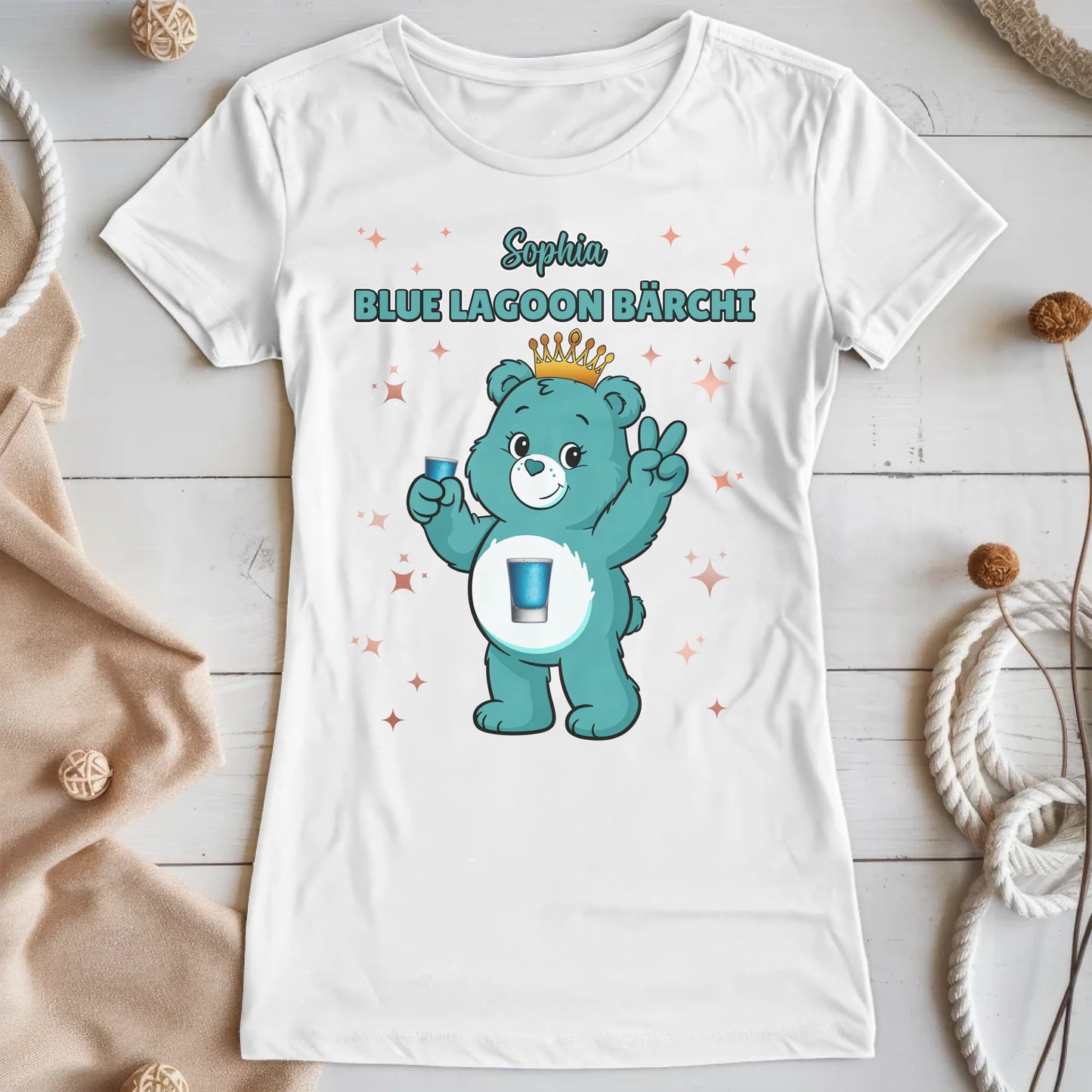 Saufbärchi T Shirt Blue Lagoon Bärchi Sauf Bärchi Shirt für JGA und Party