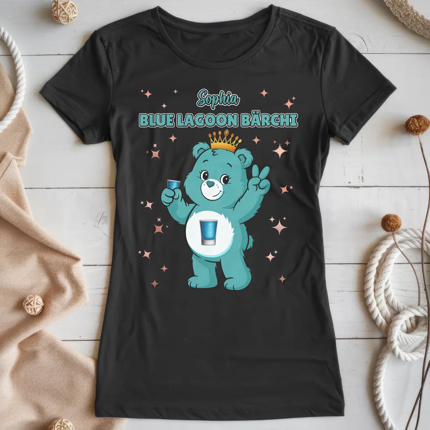 Saufbärchi T Shirt Blue Lagoon Bärchi Sauf Bärchi Shirt für JGA und Party