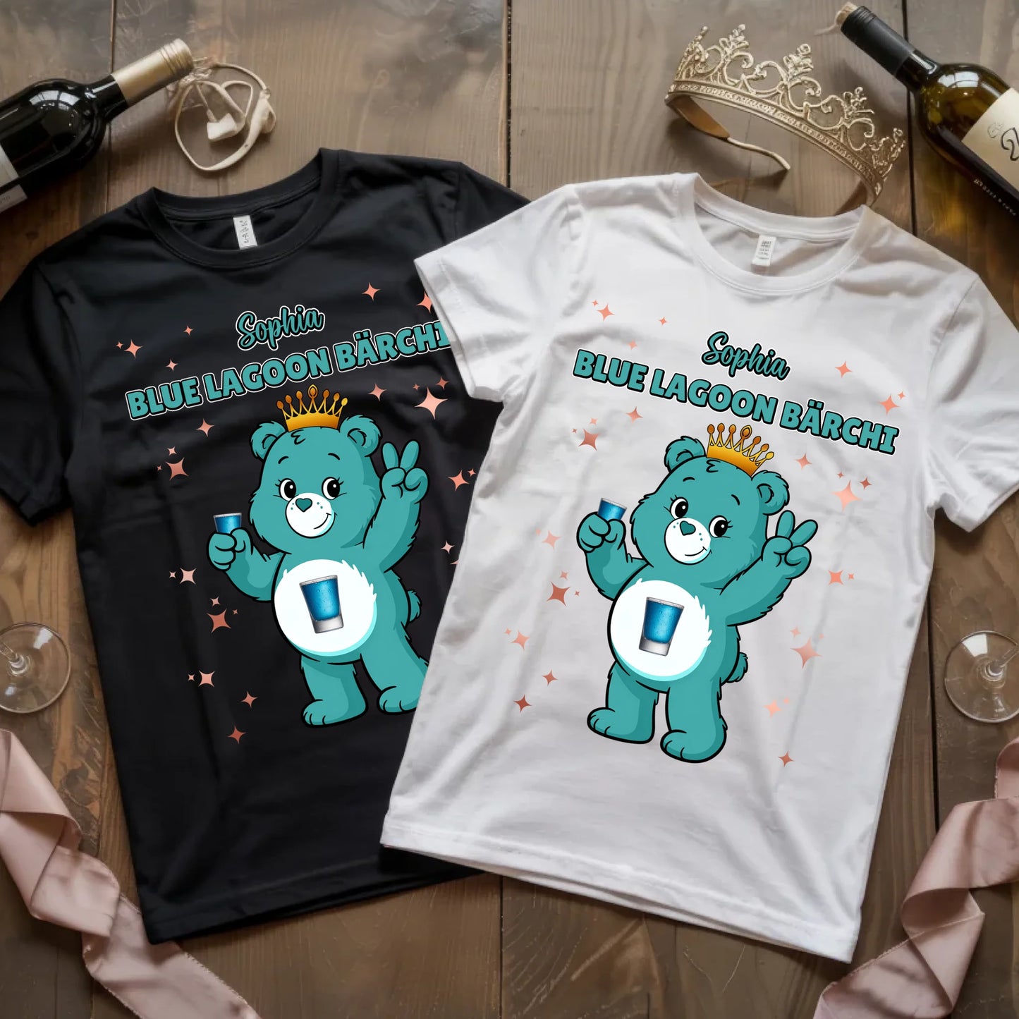 Saufbärchi T Shirt Blue Lagoon Bärchi Sauf Bärchi Shirt für JGA und Party