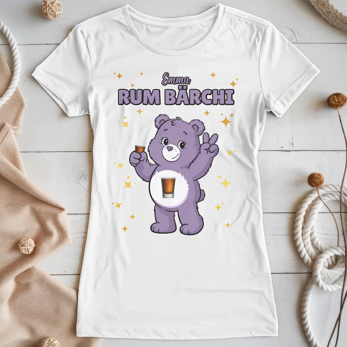 Saufbärchi TShirt Rum Bärchi Sauf Bärchi Lustiges T-Shirt für JGA