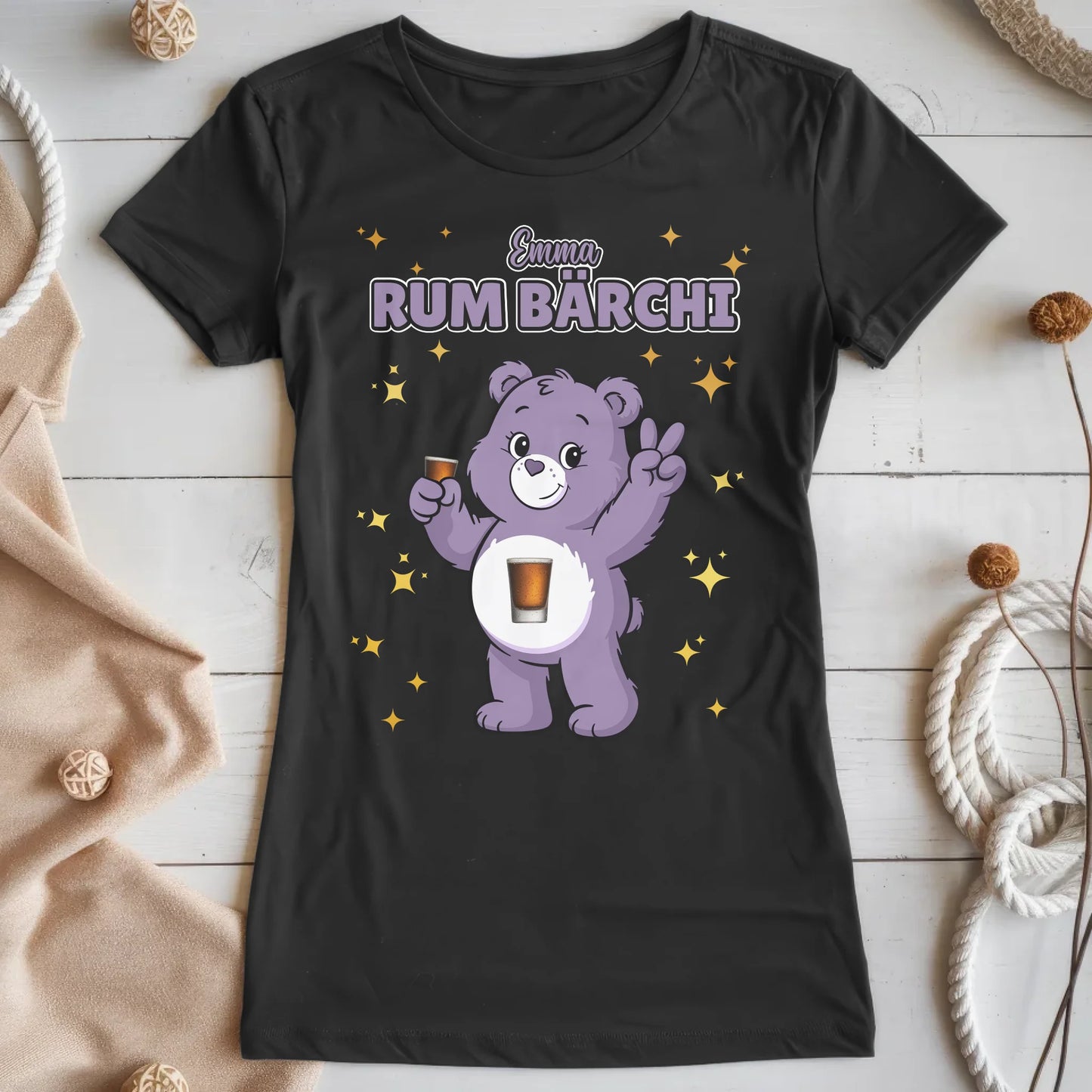 Saufbärchi TShirt Rum Bärchi Sauf Bärchi Lustiges T-Shirt für JGA