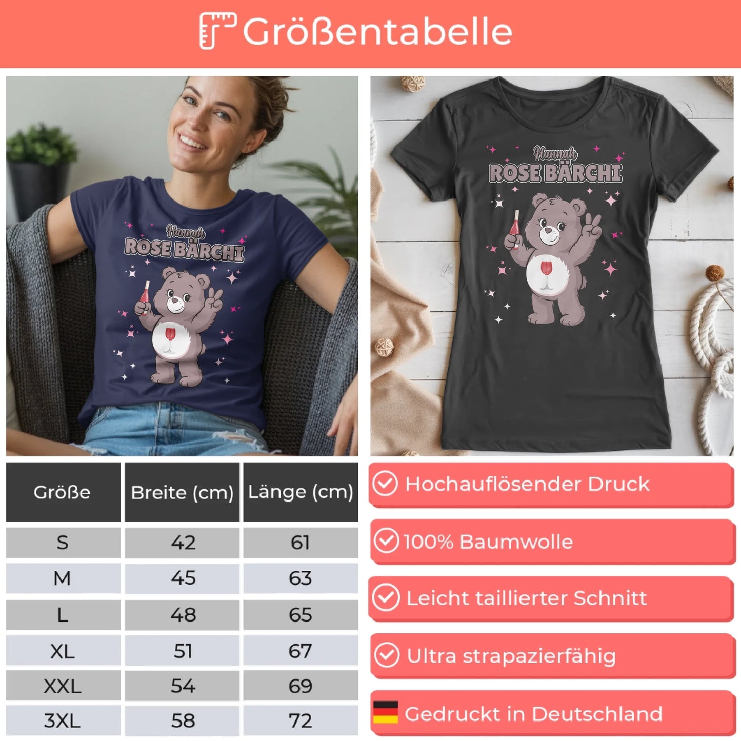 Sauf Bärchi T Shirt Rose Bärchi Saufbärchi Shirt für JGA und Party