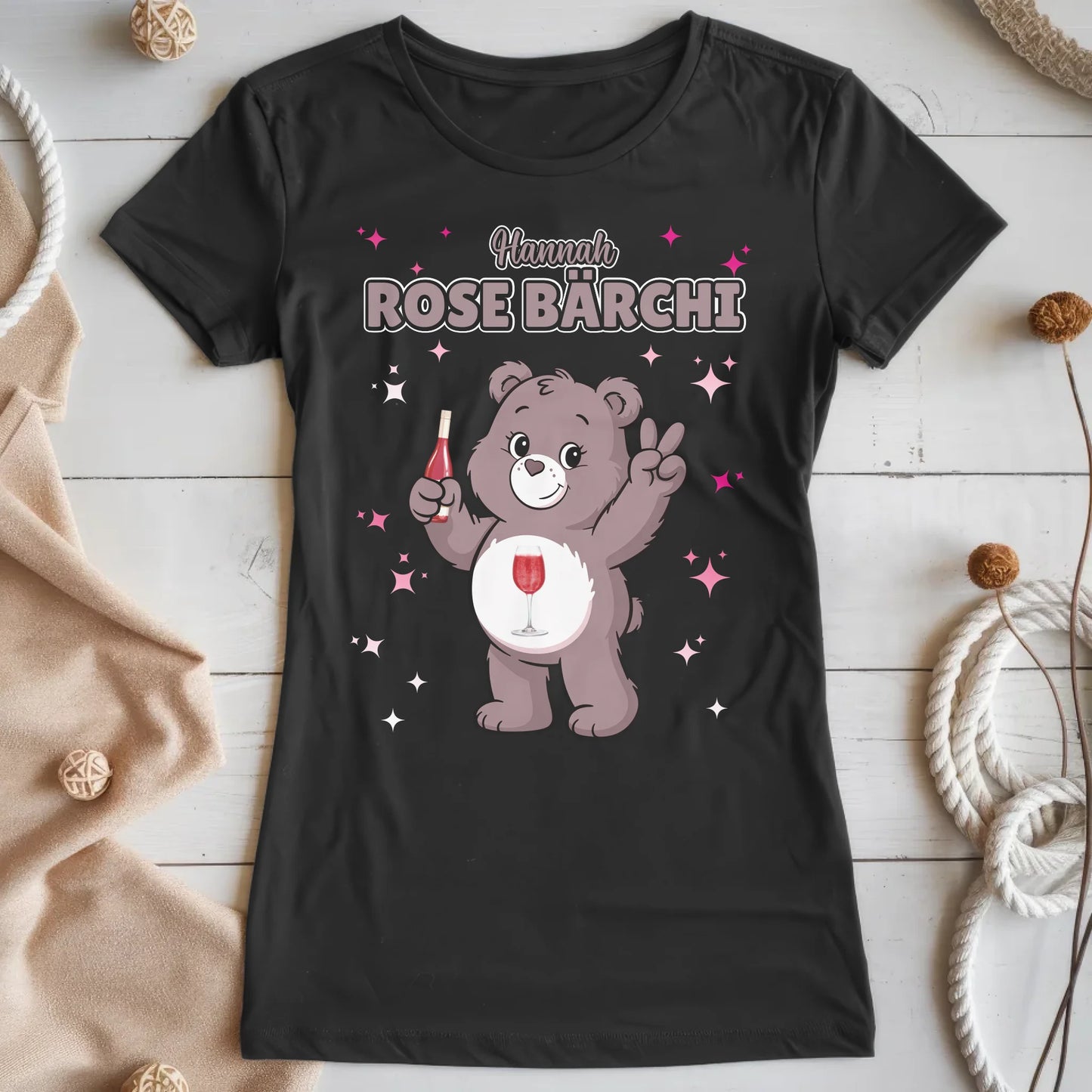 Sauf Bärchi T Shirt Rose Bärchi Saufbärchi Shirt für JGA und Party