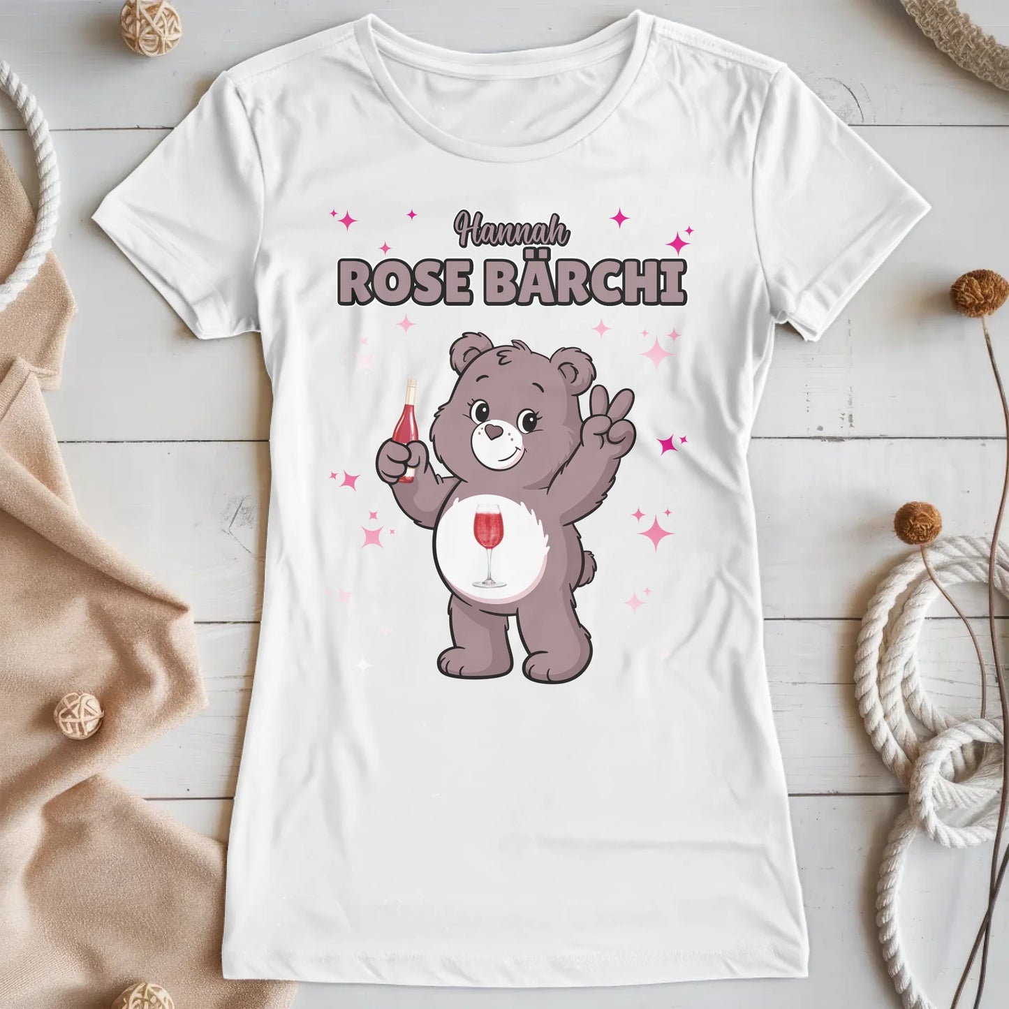 Sauf Bärchi T Shirt Rose Bärchi Saufbärchi Shirt für JGA und Party