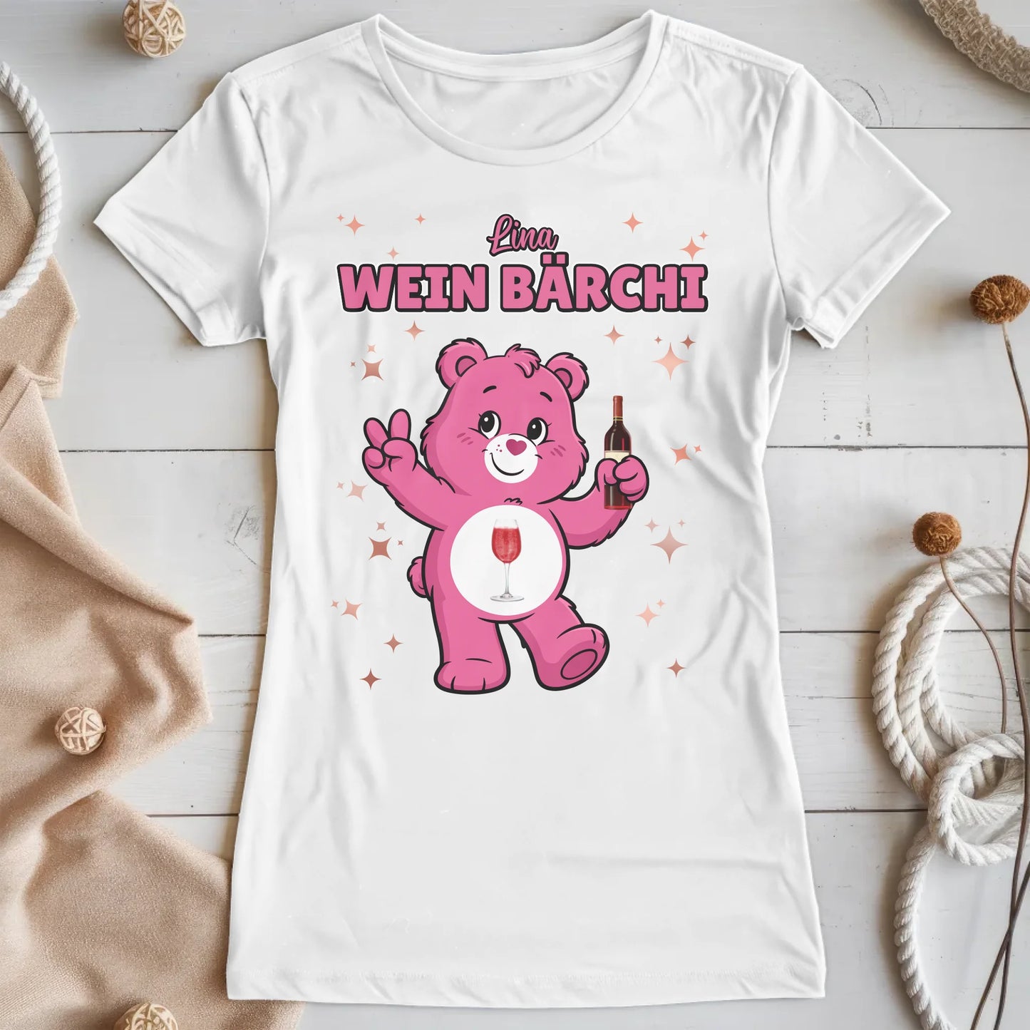 Sauf Bärchi TShirt Wein Bärchi Lustiges T-Shirt für JGA