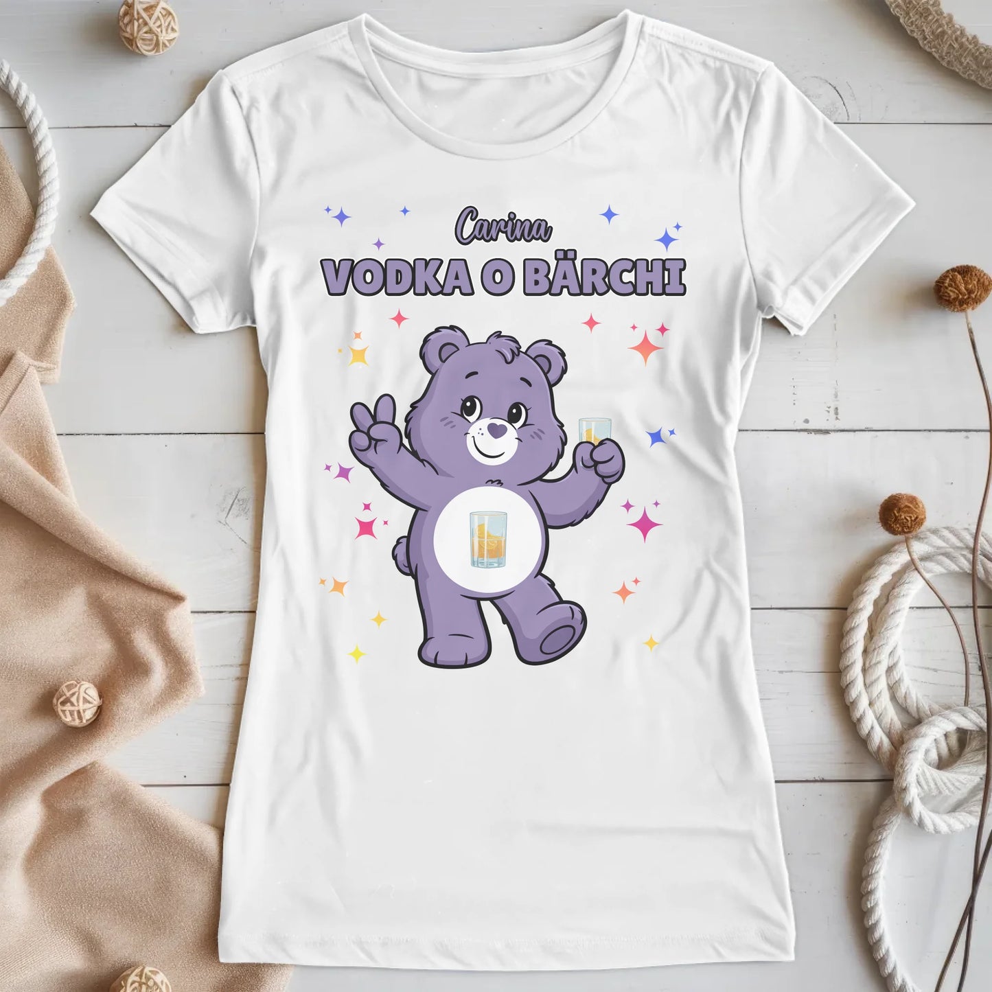 Lustiges Shirt Saufbärchi Vodka O Bärchi Sauf Bärchi T-Shirt für JGA