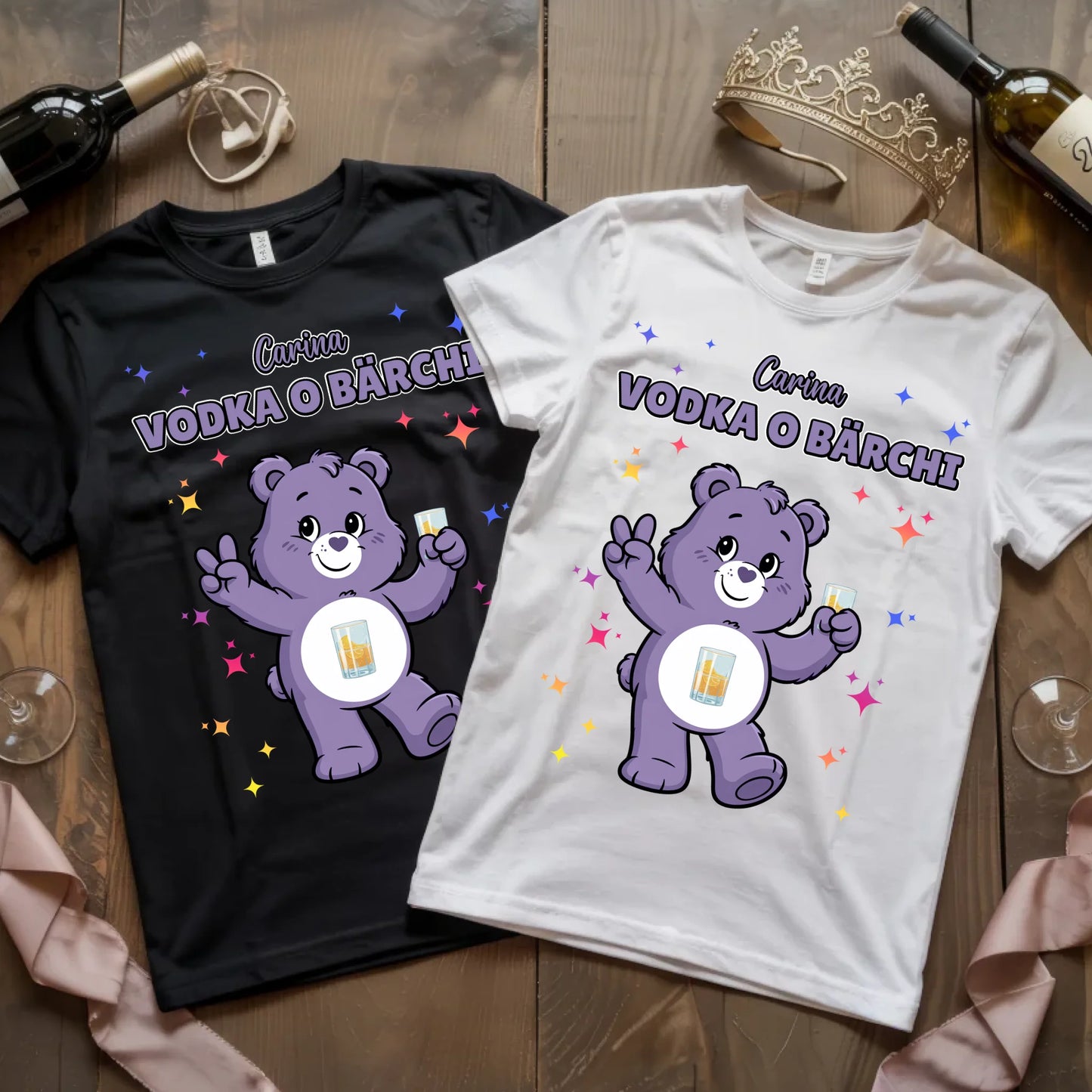 Lustiges Shirt Saufbärchi Vodka O Bärchi Sauf Bärchi T-Shirt für JGA