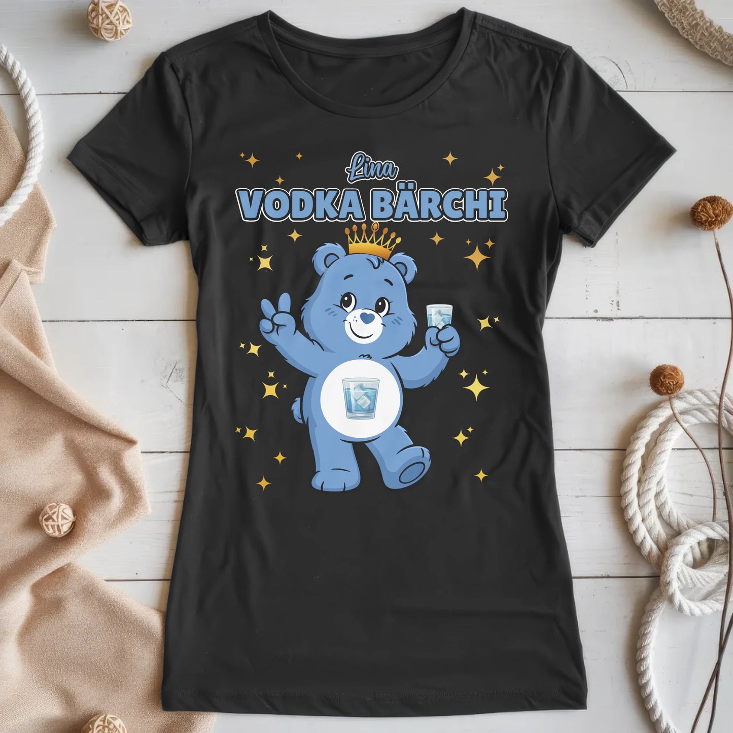 Saufbärchi T Shirt Vodka Bärchi Sauf Bärchi Shirt für JGA und Party