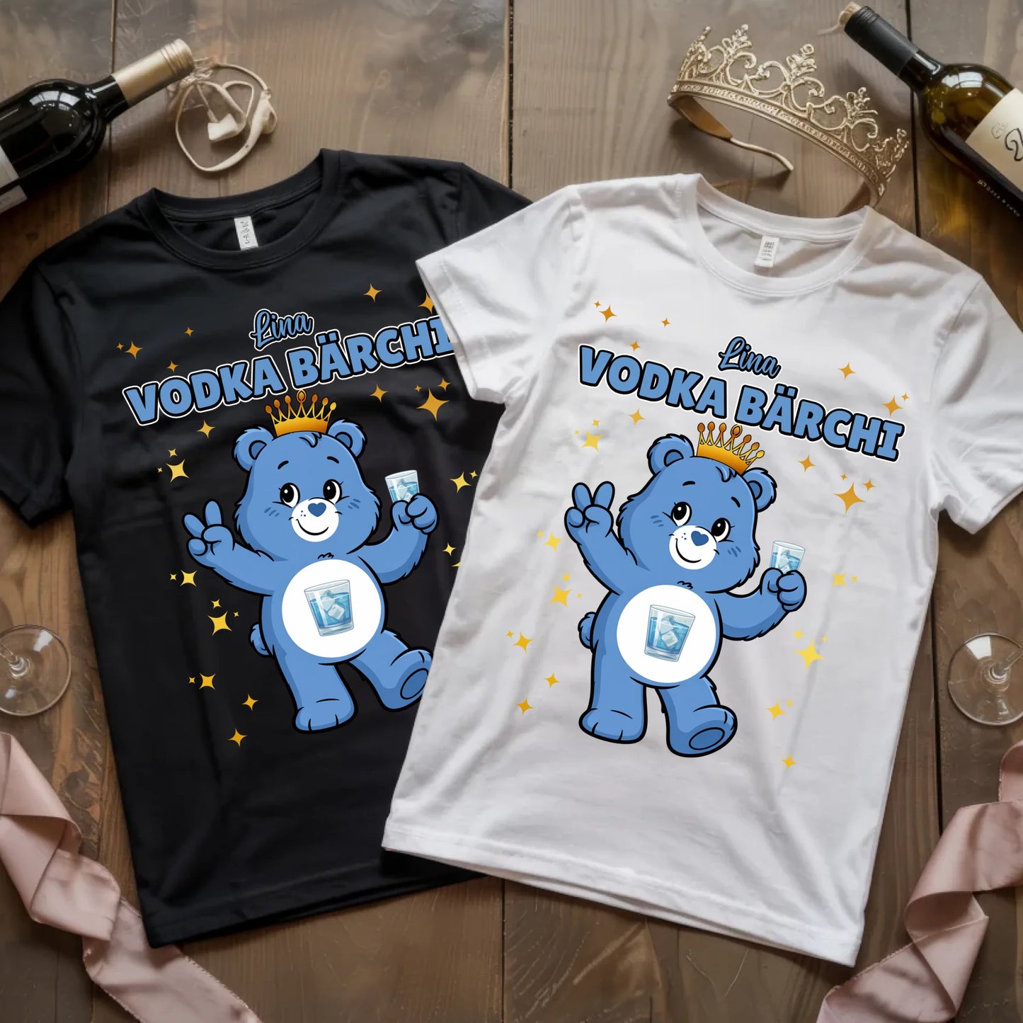 Saufbärchi T Shirt Vodka Bärchi Sauf Bärchi Shirt für JGA und Party