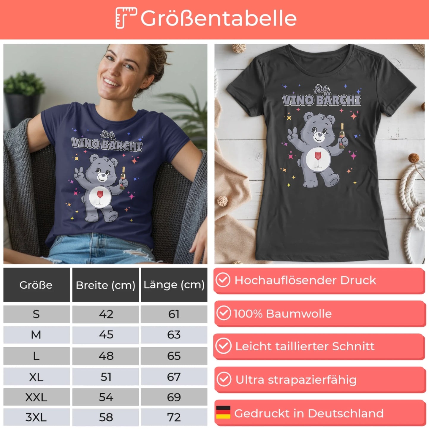 Saufbärchi TShirt Vino Bärchi Sauf Bärchi Lustiges T-Shirt für JGA
