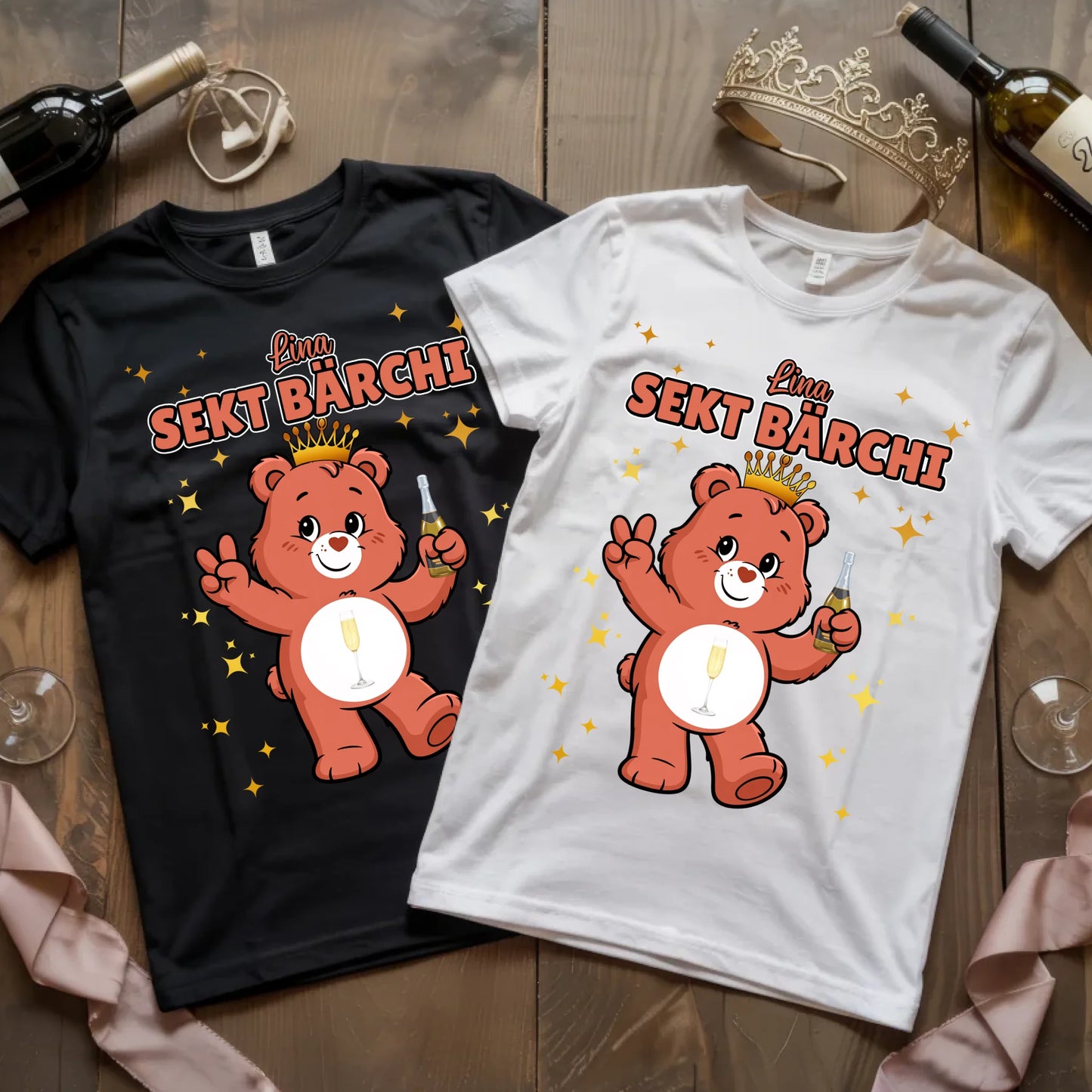Lustiges T Shirt Sauf Bärchi Sekt Bärchi Sauf Bärchi JGA Shirt