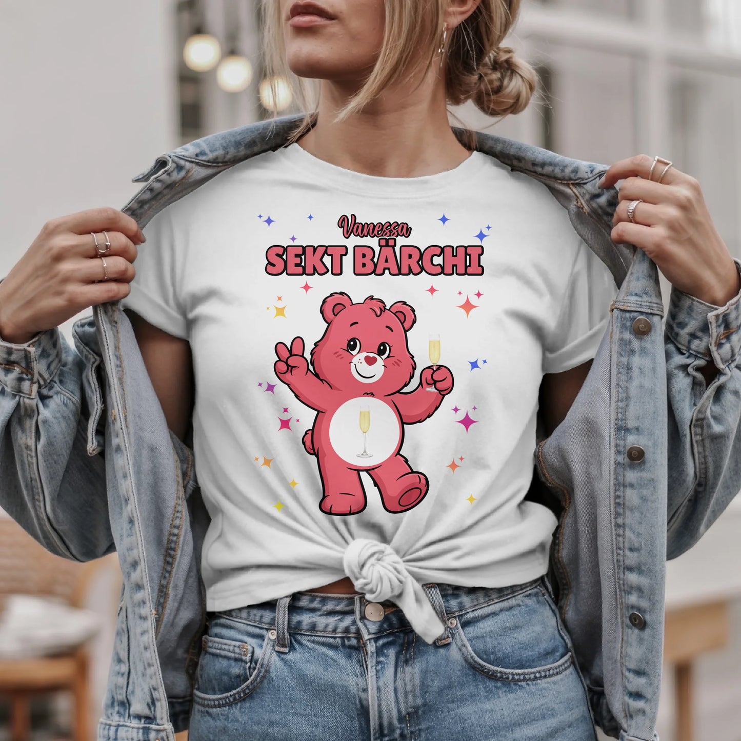 Saufbärchi T Shirt Sekt Bärchi Sauf für JGA und Party