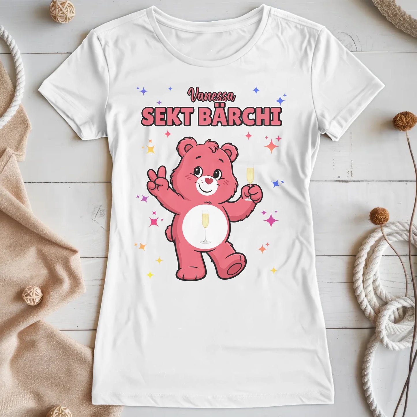 Saufbärchi T Shirt Sekt Bärchi Sauf für JGA und Party