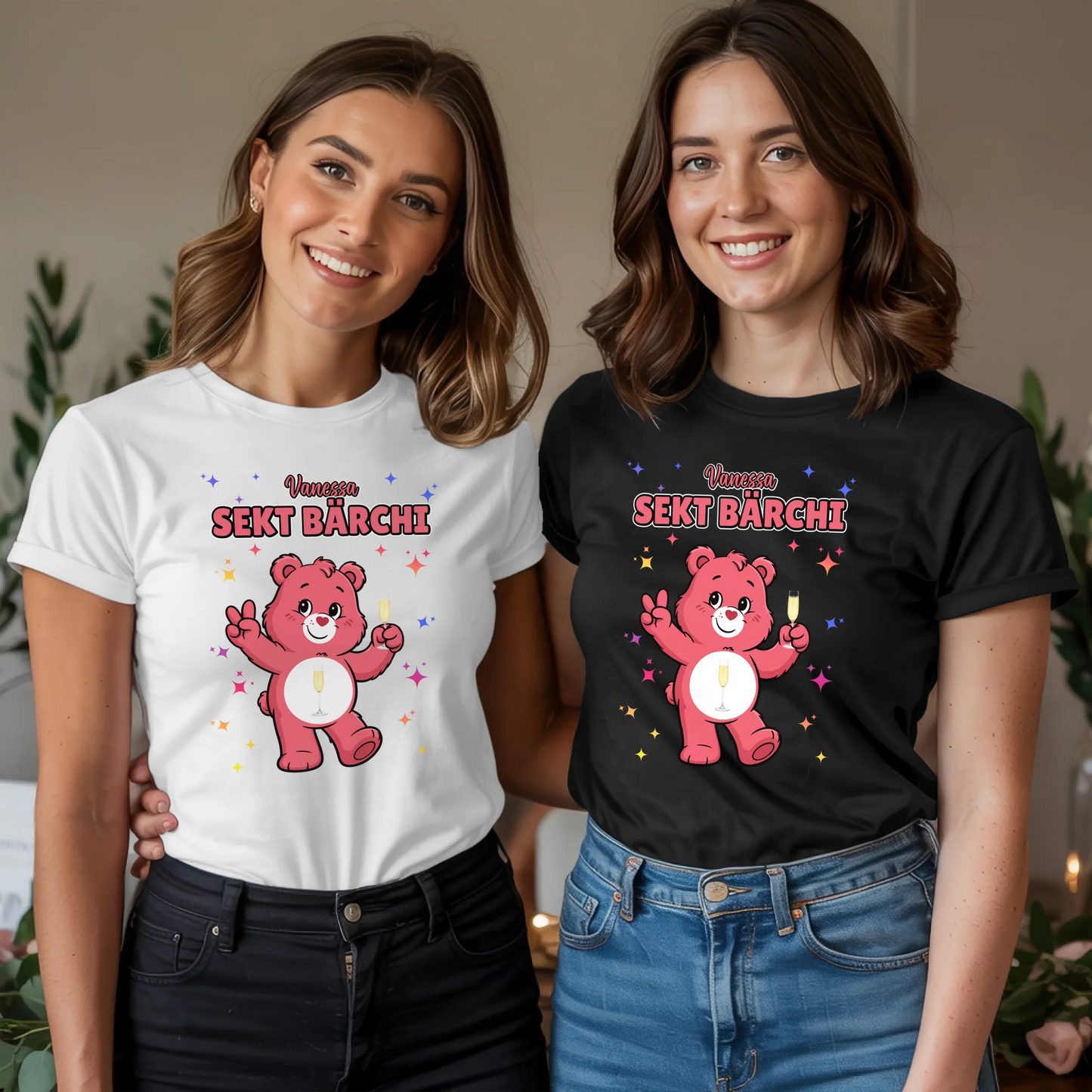 Saufbärchi T Shirt Sekt Bärchi Sauf für JGA und Party