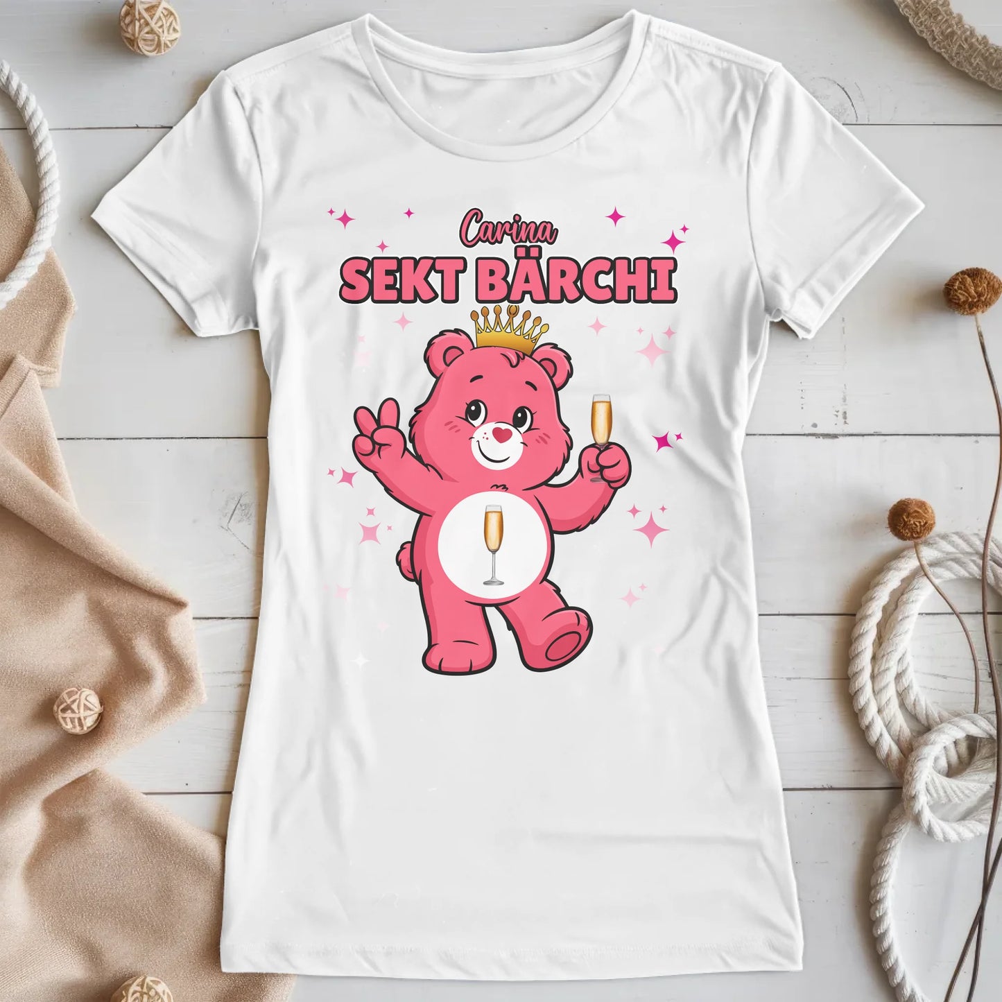 Saufbärchi TShirt Sekt Bärchi Sauf Bärchi Lustiges T-Shirt für JGA