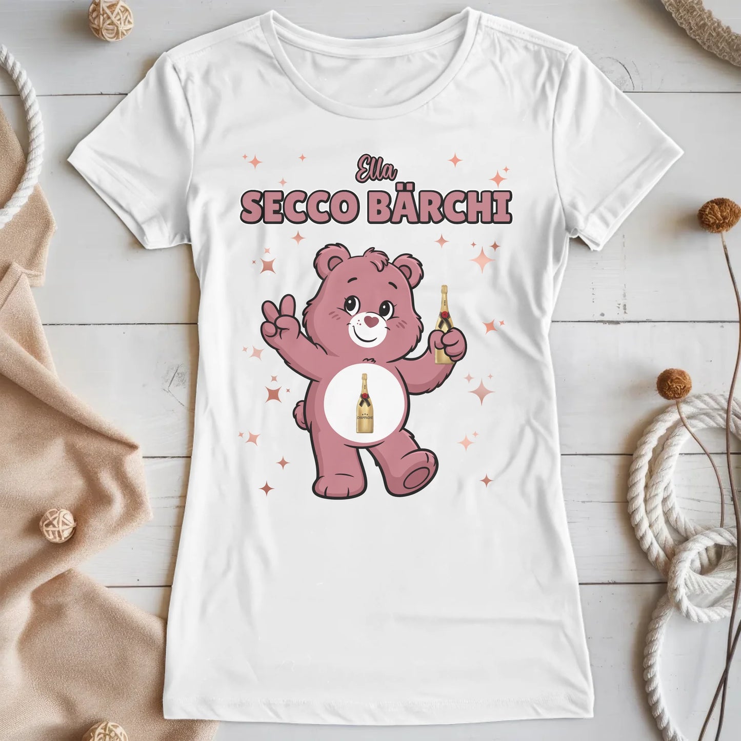 Saufbärchi Shirt Secco Bärchi Sauf Bärchi T-Shirt für Party und JGA