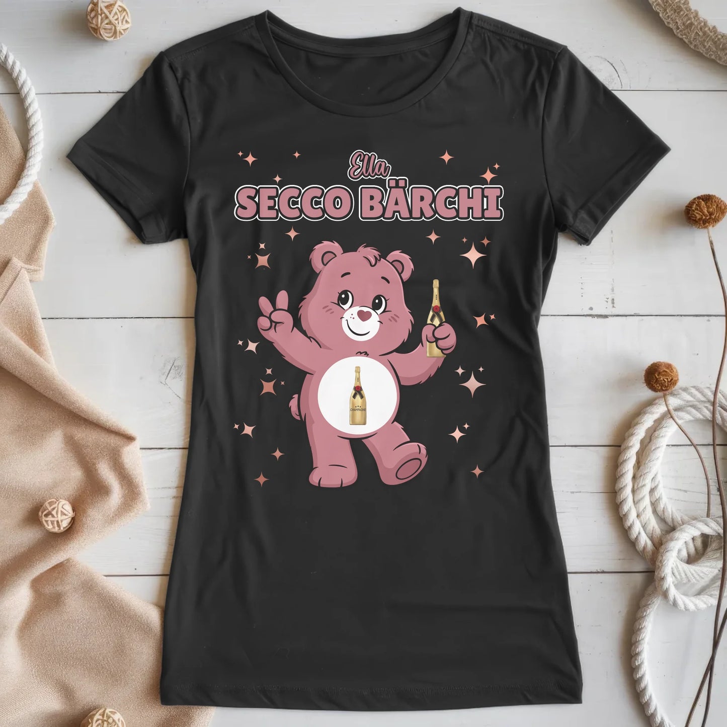 Saufbärchi Shirt Secco Bärchi Sauf Bärchi T-Shirt für Party und JGA
