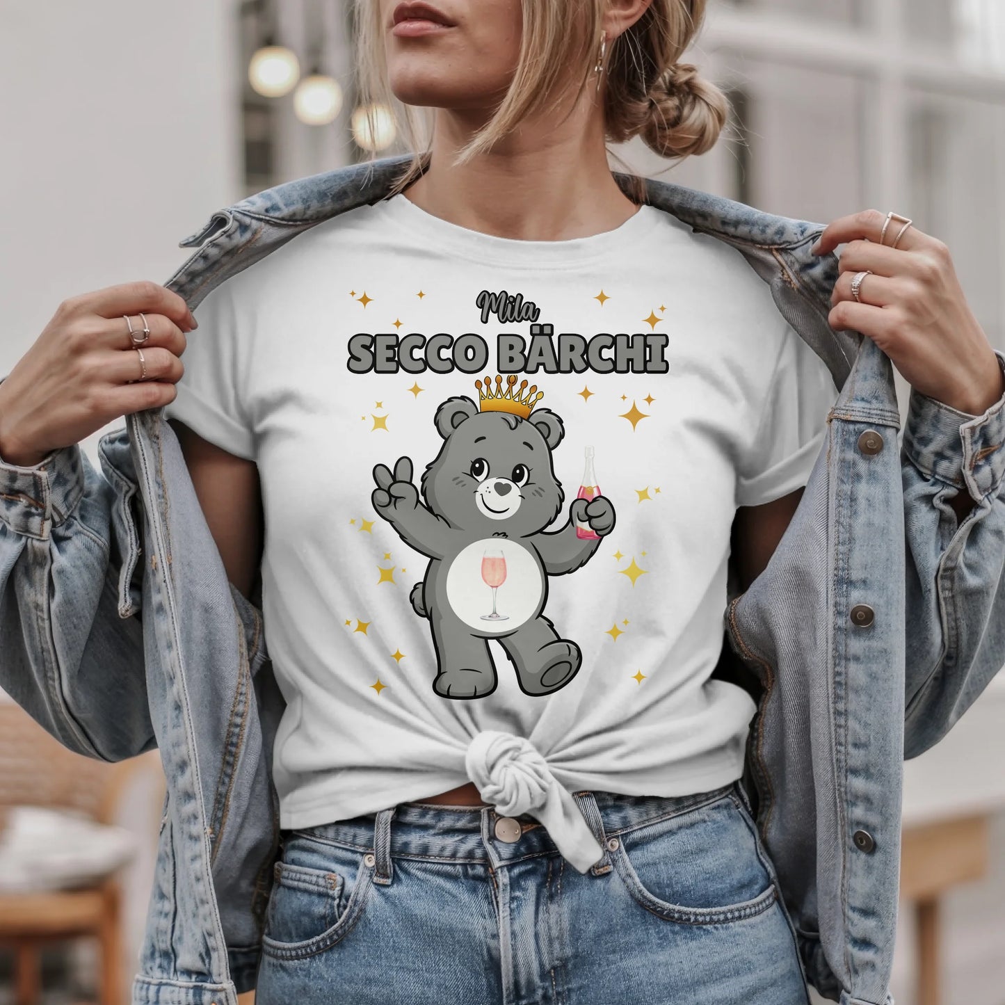 Sauf Bärchi T Shirt Secco Bärchi Saufbärchi Shirt für JGA und Party