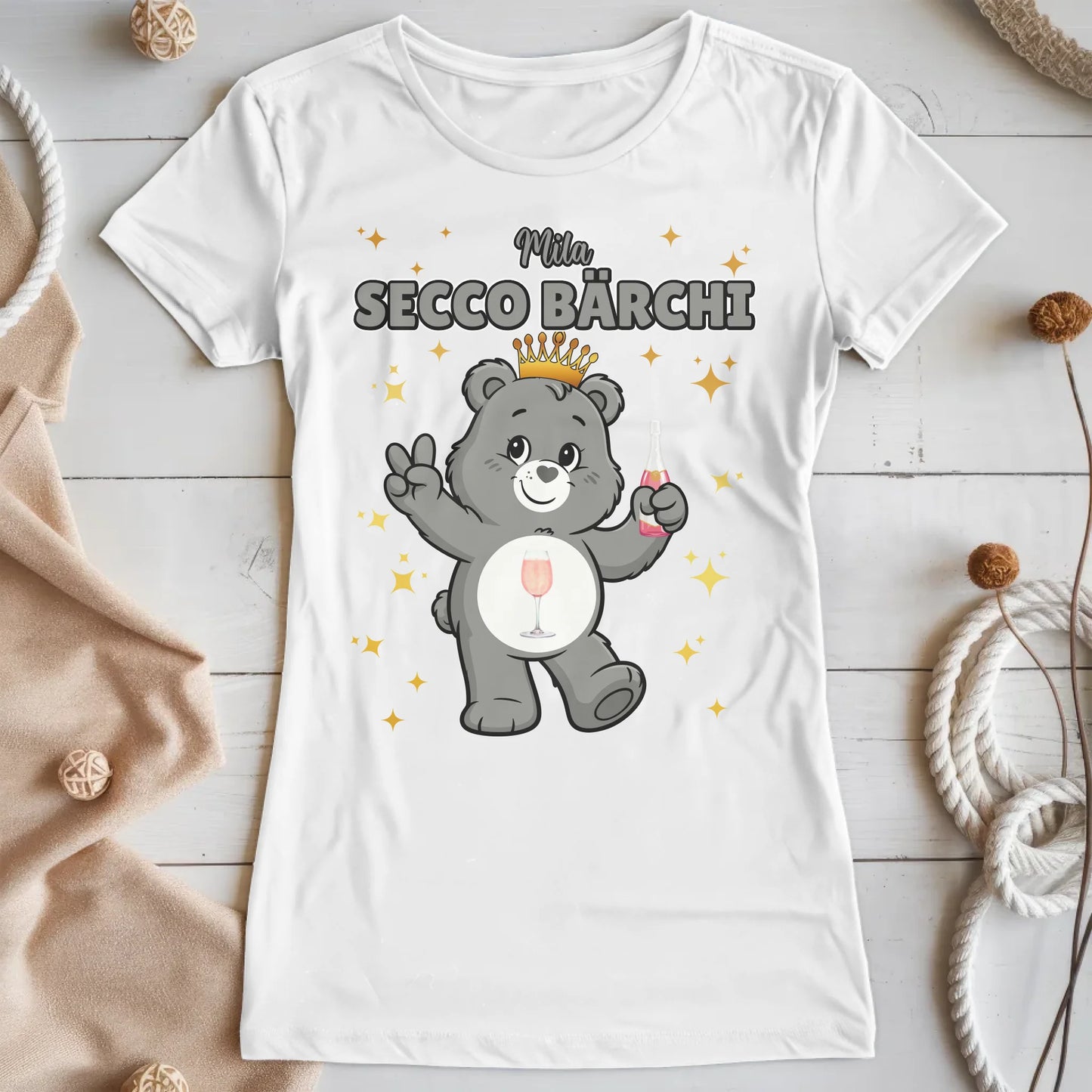 Sauf Bärchi T Shirt Secco Bärchi Saufbärchi Shirt für JGA und Party