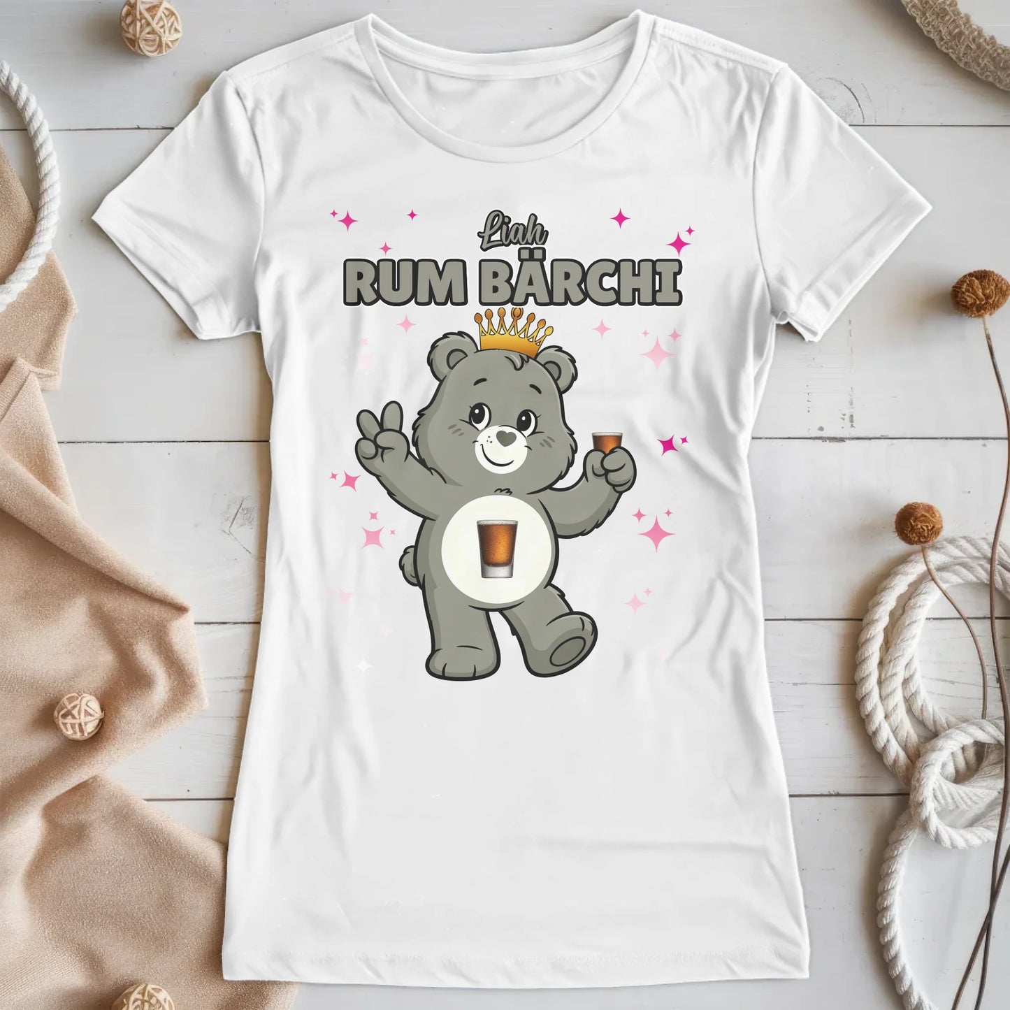 Sauf Bärchi Shirt Rum Bärchi Saufbärchi T-Shirt für Party und JGA