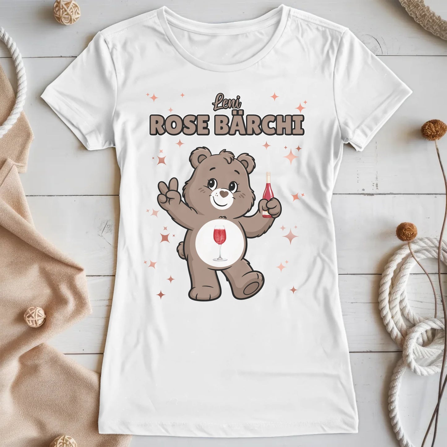 Lustiges Shirt Saufbärchi Rose Bärchi Sauf Bärchi T-Shirt für JGA