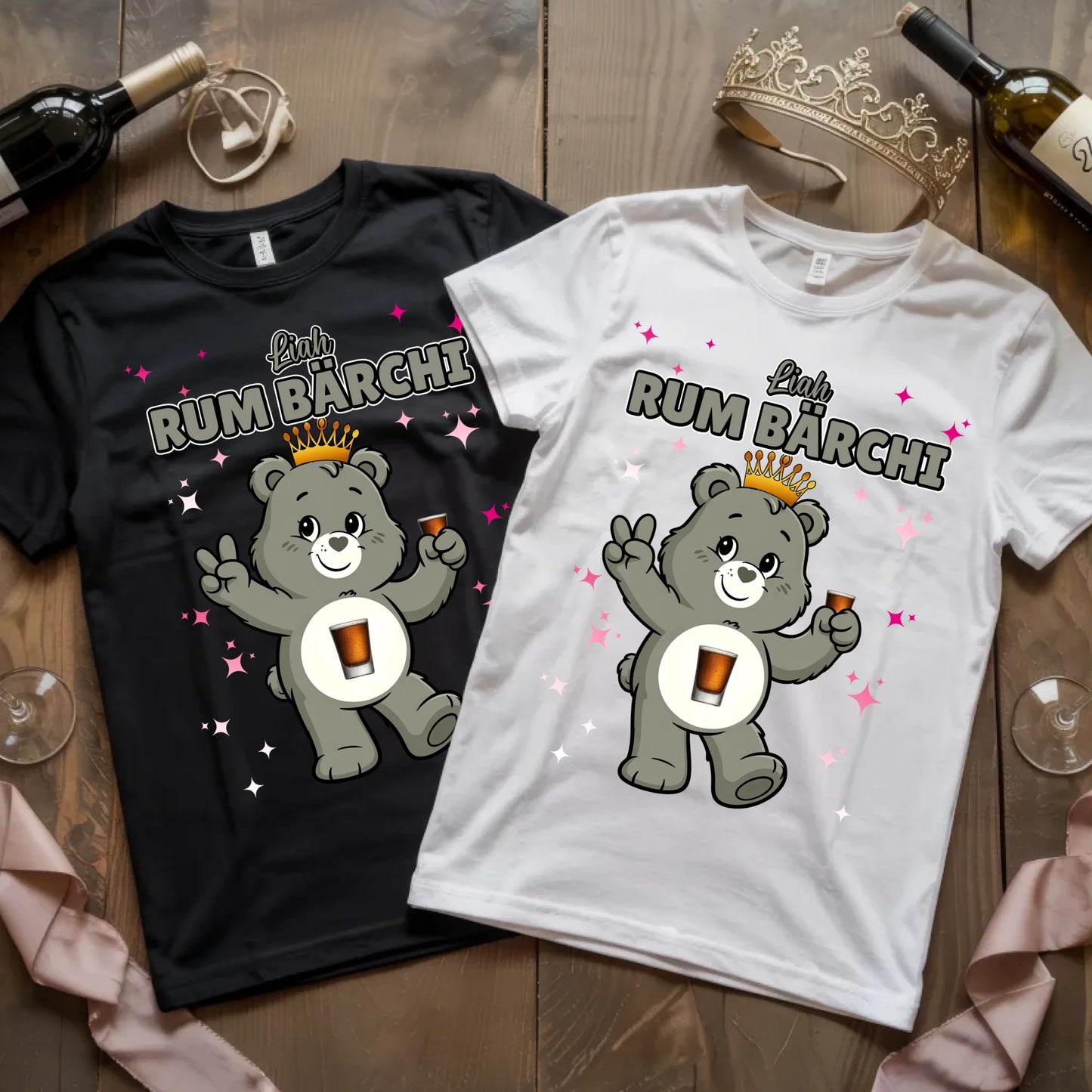 Sauf Bärchi Shirt Rum Bärchi Saufbärchi T-Shirt für Party und JGA