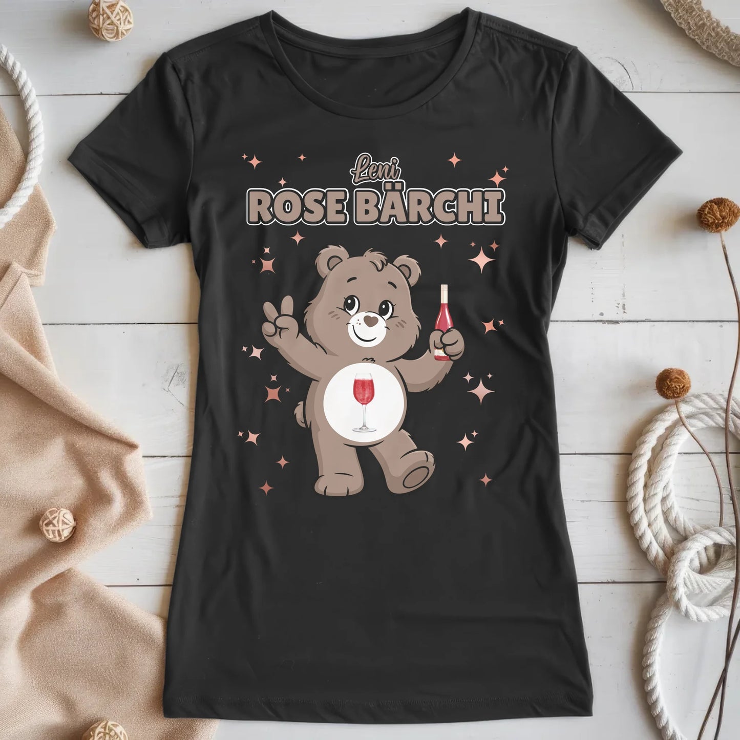 Lustiges Shirt Saufbärchi Rose Bärchi Sauf Bärchi T-Shirt für JGA