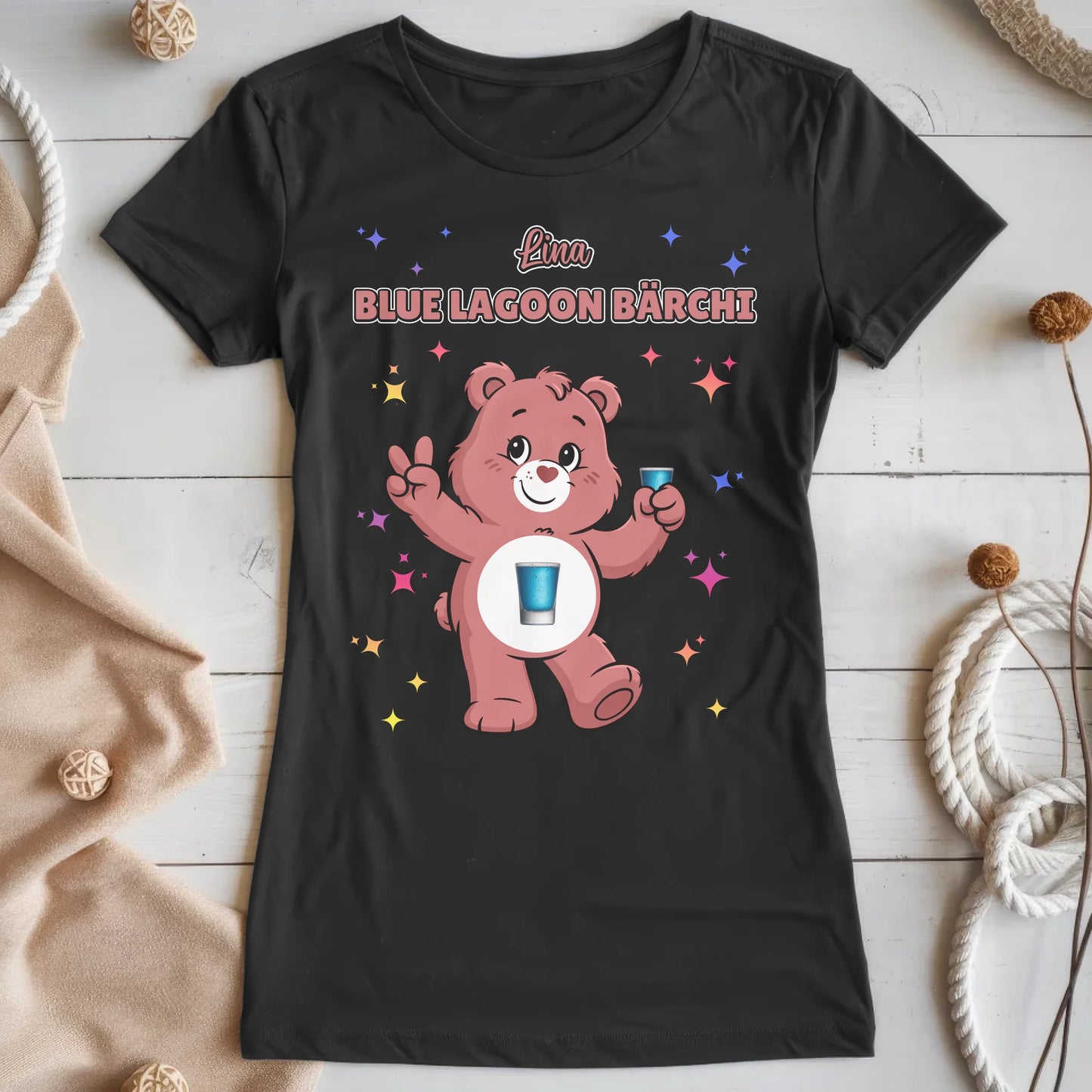 Sauf Bärchi T Shirt Blue Lagoon Bärchi Saufbärchi Shirt für JGA und Party