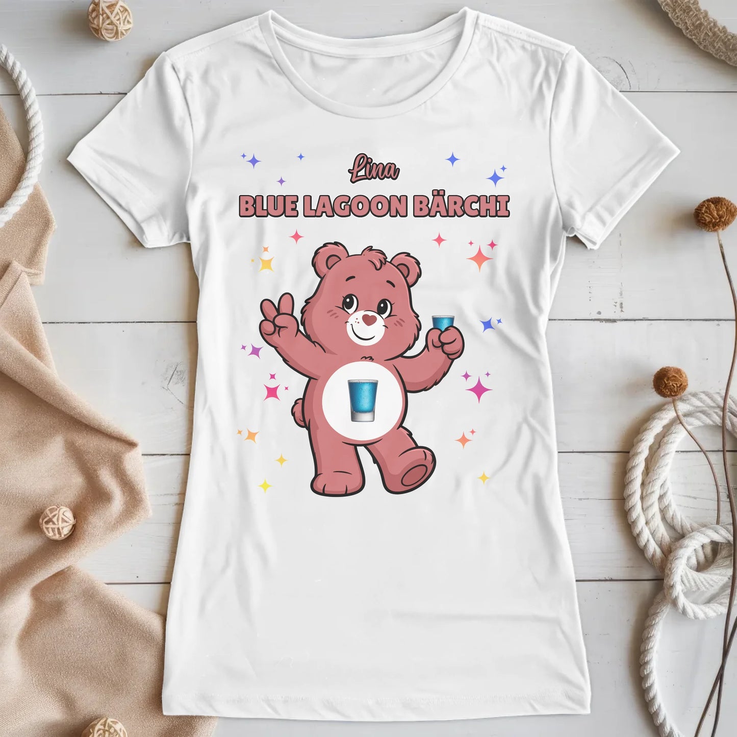 Sauf Bärchi T Shirt Blue Lagoon Bärchi Saufbärchi Shirt für JGA und Party