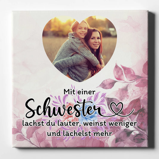 Personalisierbare Foto Leinwand Schwester Zum Geburtstag für Herz Foto