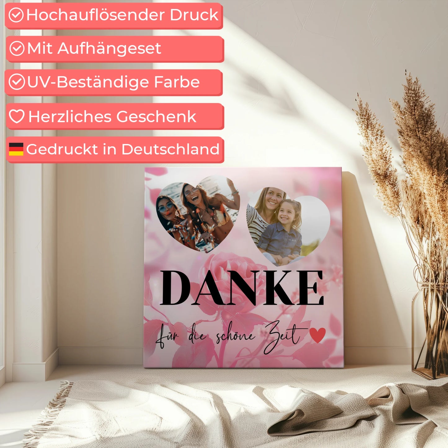 Leinwand personalisiert Beste Freundin mit 2 Fotos