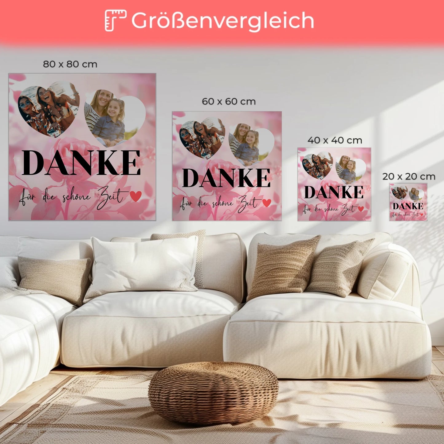 Leinwand personalisiert Beste Freundin mit 2 Fotos