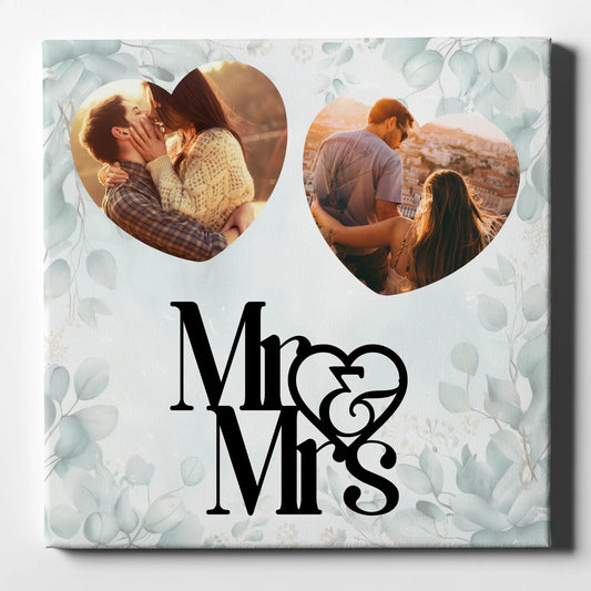 Foto Leinwand Paare für Valentinstag mit 2 Fotos und Wunschtext