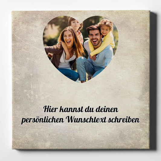 Familien Leinwand Mit Foto und Wunschtext Personalisiert