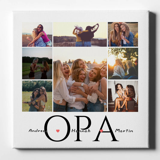 Opa Leinwand Personalisiert Fotocollage für 8 Fotos & Namen