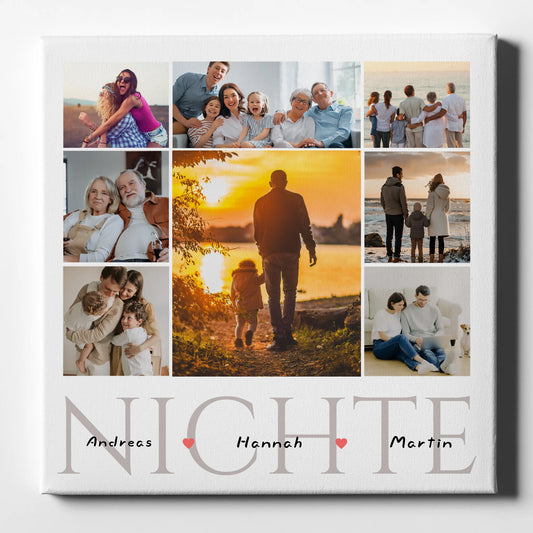 Nichte Leinwand Personalisiert Fotocollage 8 Fotos & Namen