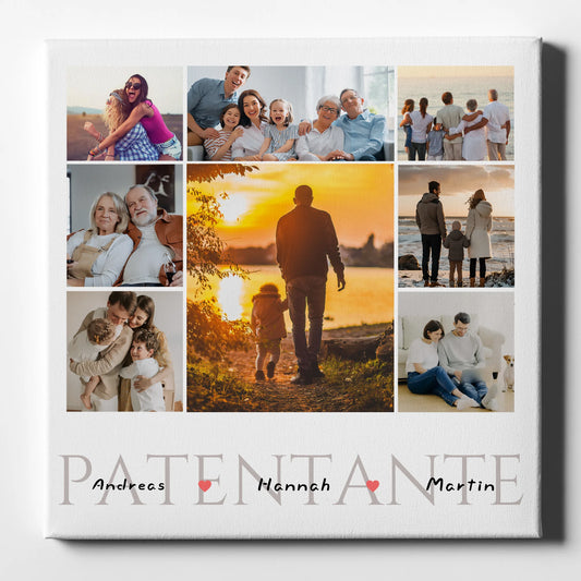 Patentante Leinwand Personalisiert Fotocollage 8 Fotos & Namen