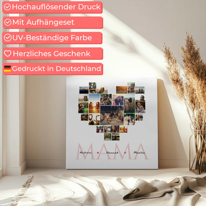 Fotocollage Herz für Mama für Muttertag mit Namen