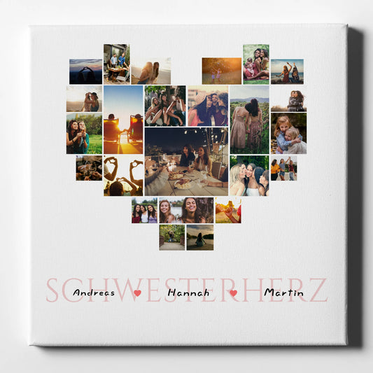 Personalisierte Fotocollage Leinwand für Schwester Zum Geburtstag