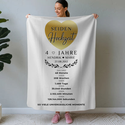 Personalisierte Decke Geschenk 4 Hochzeitstag Seidenhochzeit