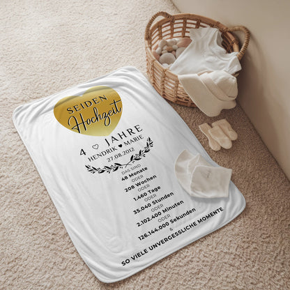 Personalisierte Decke Geschenk 4 Hochzeitstag Seidenhochzeit