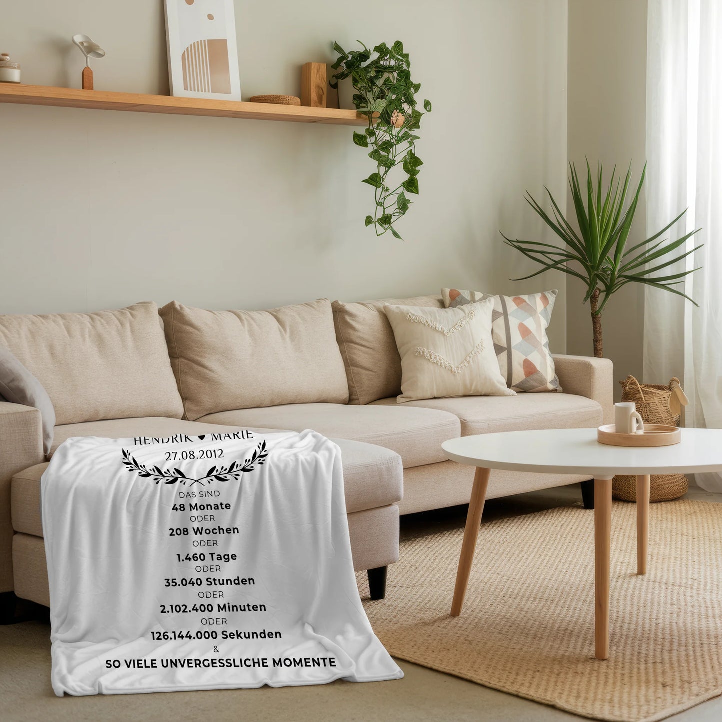 Personalisierte Decke Geschenk 4 Hochzeitstag Seidenhochzeit